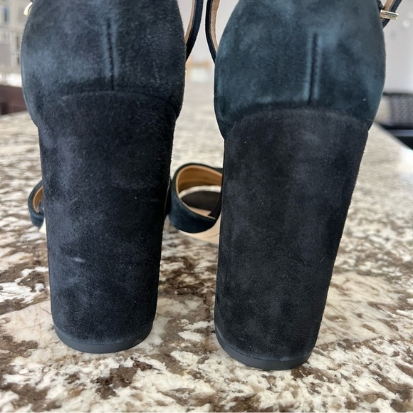 Sam Edelman Yancy Black Suede Ankle Strap Peep Toe Block Heel Sandal Size 9.5M - Picture 10 of 11